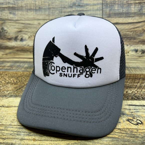 Snap-Back Other - Copenhagen Snuff Vintage Logo Mens Trucker Hat Grey Snapback Chewing Tobacco Cap